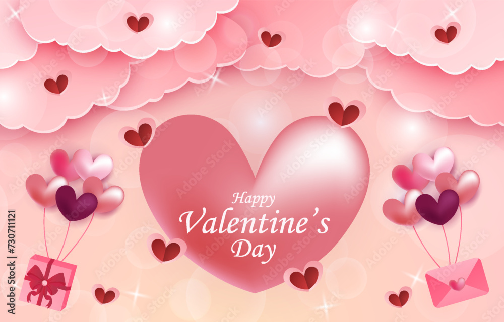 Valentine Background with Heart Shape Element