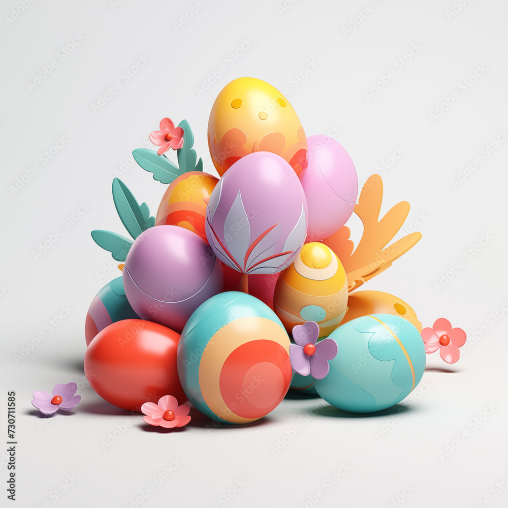 Pile of colorful easter eggs