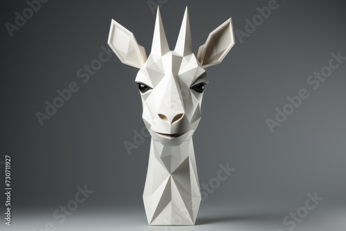 White Giraffe Head Cartoon Illustration with Deer and Rabbit Elements in Vector Design
