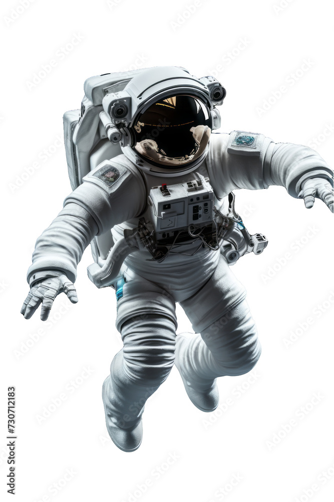 Space Explorer: Full-Body Astronaut in Flight - Transparent Background PNG