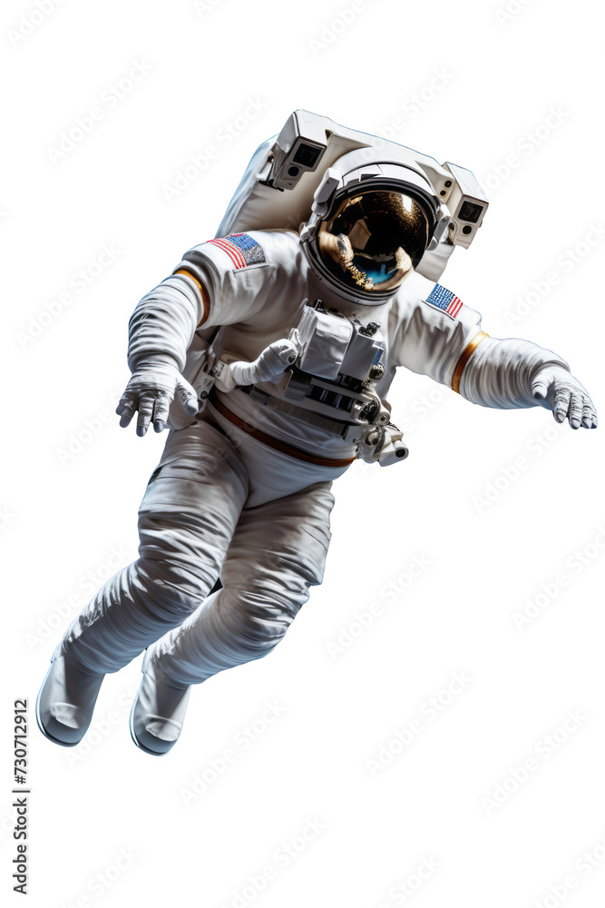 Full-Body Astronaut in Flight - Space Suit on Transparent Background