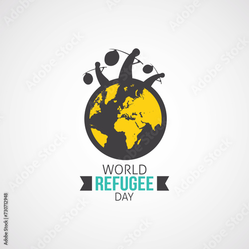 World Refugee Day Vector Illustration. Suitable for Greeting Card, Poster and Banner. It serves as a day to commemorate the strength and courage of refugees who have been forced. flat style design. photo