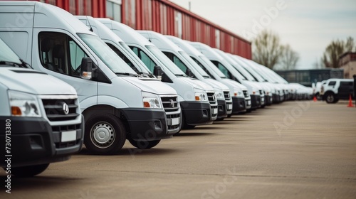 White vans parked in the logistics center