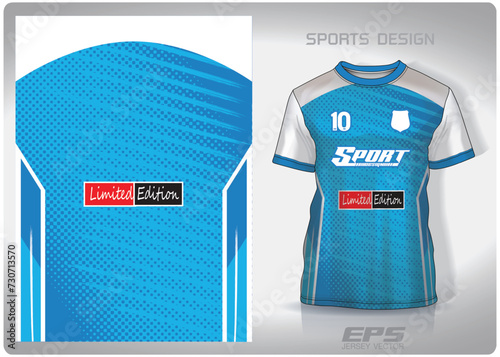 Vector sports shirt background image.blue polka dots white stripes pattern design, illustration, textile background for sports t-shirt, football jersey shirt.eps