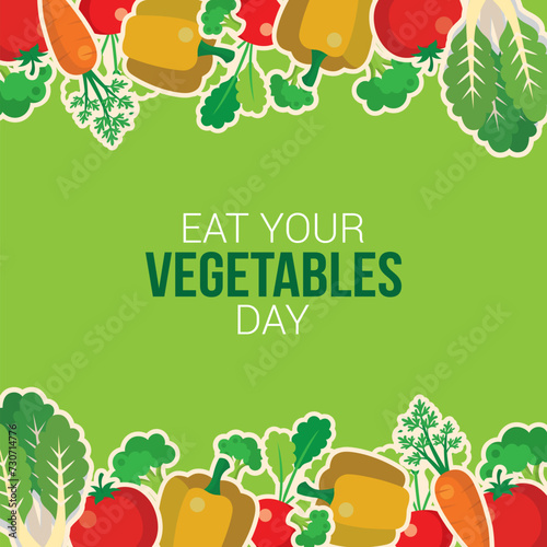 Eat Your Vegetable Day Vector Illustration. this unofficial holiday encourages increased consumption of vegetables and raises awareness about their health benefits. flat style design