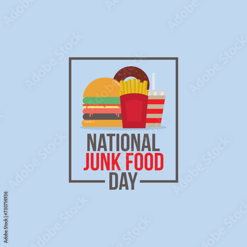 National Junk Food Day Vector Illustration. National Junk Food Day is a day to celebrate everyone's favorite indulgence: junk food It's a day to let loose, ditch the healthy snacks, and enjoy the food