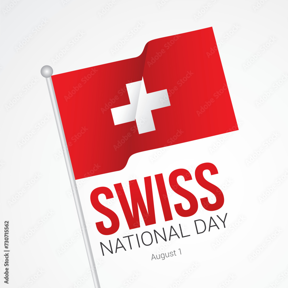 Swiss National Day Vector Illustration. Swiss National Day is actually celebrated on August 1st each year. It commemorates the signing of the Federal Charter marking the foundation of the Swiss.