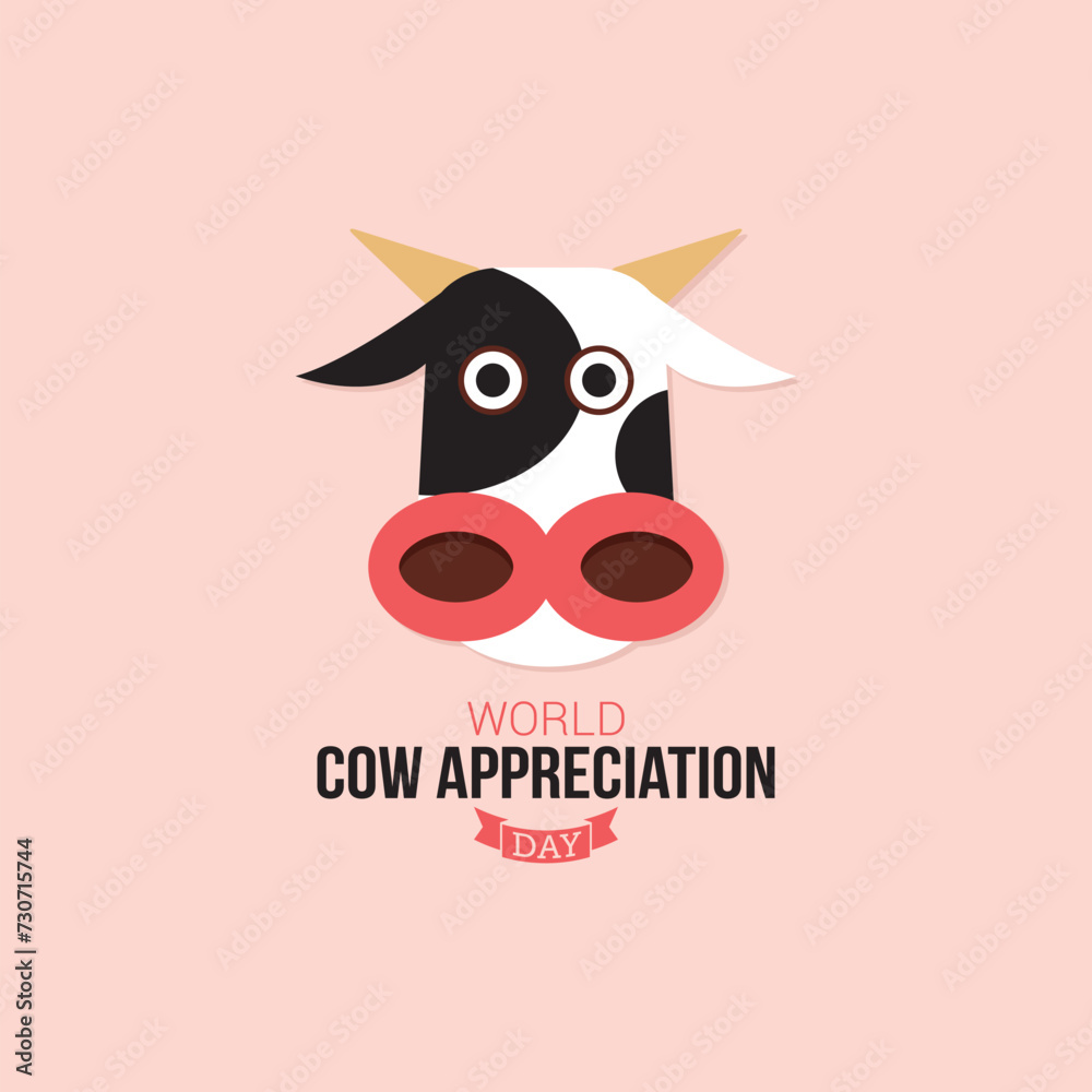 World Cow Appreciation Day Vector Illustration. Suitable for Greeting Card, Poster and Banner. Animal themes design concept with flat style vector illustration. Suitable for asset design.
