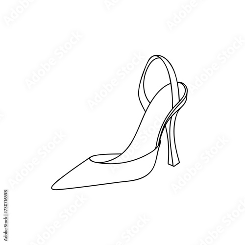 Vector illustration of hand drawn graphics of women's shoes. Casual and dressy style. High-heeled sandals. Doodle drawing Isolated object design.