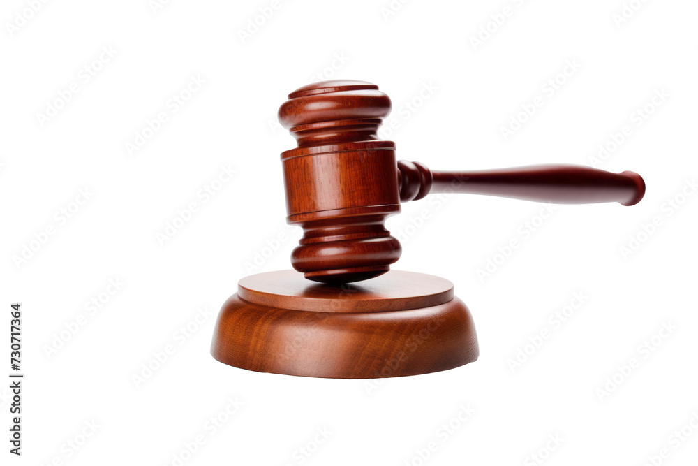 Legal Authority Symbol: 3D Gavel Isolated on Transparent Background - High-Resolution PNG