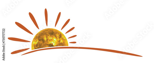 The symbol of a bright summer sun with rays.