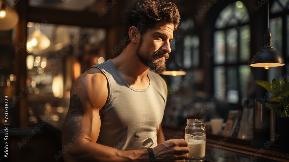 An image featuring a fitness enthusiast drinking An image featuring a fitness enthusiast drinking