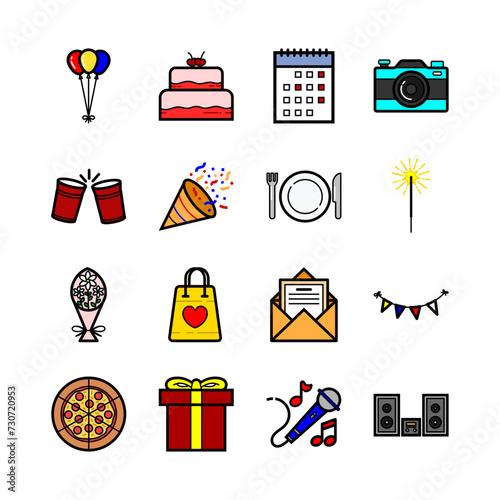 Party and celebration icon set