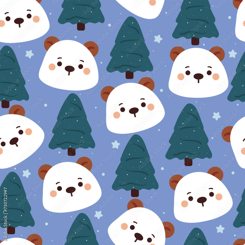 seamless pattern cartoon bear with tree. cute animal wallpaper illustration for gift wrap paper seamless pattern cartoon bear with tree. cute animal wallpaper illustration for gift wrap paper