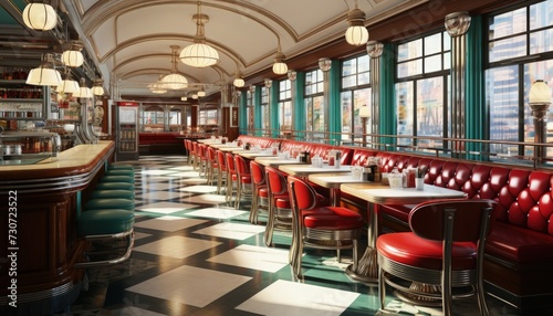 A classic diner from the 1950s with a retro look