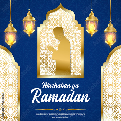 Vector Marhaban ya Ramadan Social Media Post Template