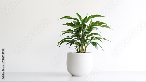 Green succulent in pot on white background generative ai, © curek