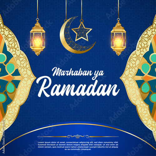 Vector Marhaban ya Ramadan Social Media Post Template