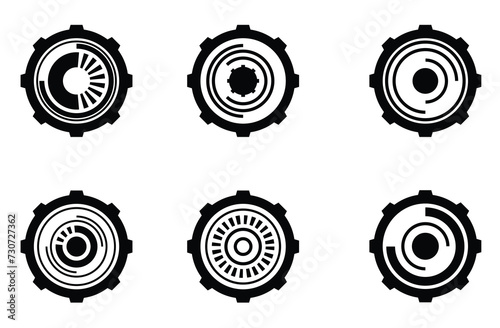 Modern Tech UI Gear Circles Set. Technology and computing concept vector