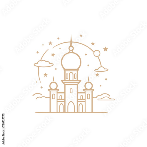 Mosque logo design with Islamic creative concept Vector