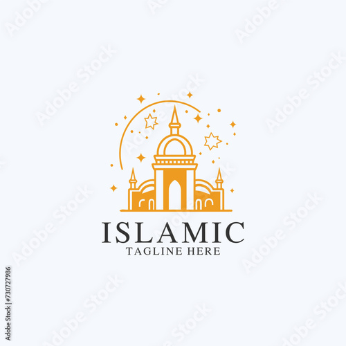 Mosque logo design with Islamic creative concept Vector