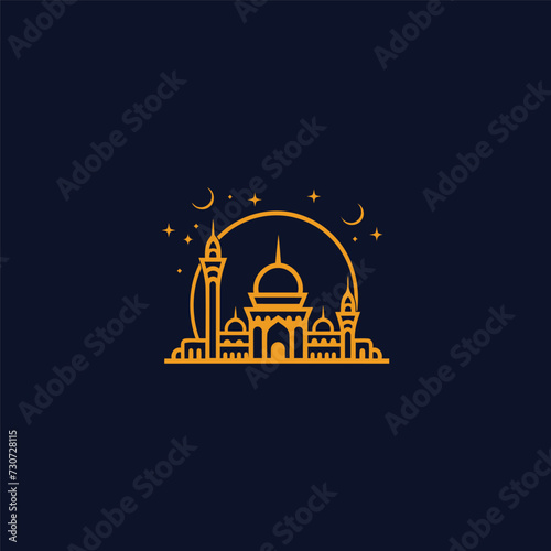 Mosque logo design with Islamic creative concept Vector photo
