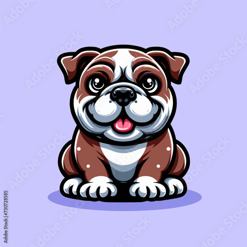 illustration of a cartoon baby bulldog on isolated Background for kindergarten book