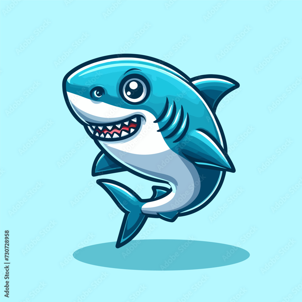 Obraz premium illustration of cartoon shark isolated on background