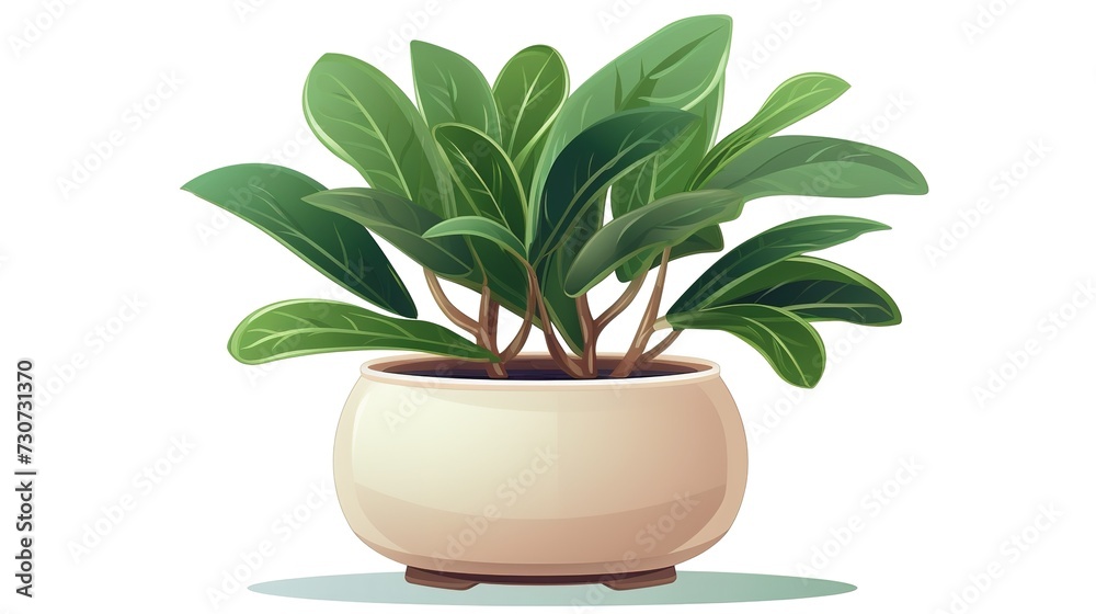 Zamioculcas home plant in beige pot. House plant isolated on white background. Young Zanzibar gem plant in flowerpot. ,generative ai Zamioculcas home plant in beige pot. House plant isolated on white background. Young Zanzibar gem plant in flowerpot. ,generative ai