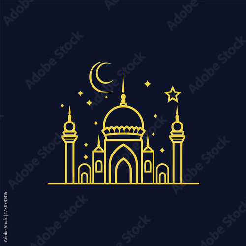 Mosque logo design with Islamic creative concept Vector