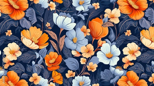 Pattern background flowers pattern design  generative ai 