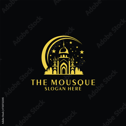 Mosque logo design with Islamic creative concept Vector