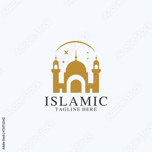 Mosque logo design with Islamic creative concept Vector