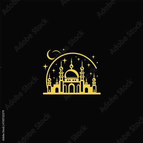 Mosque logo design with Islamic creative concept Vector