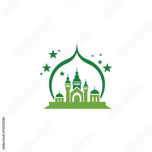 Mosque logo design with Islamic creative concept Vector