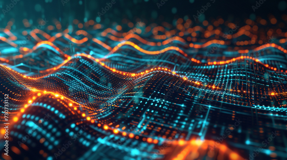 visualize a dynamic digital landscape where vibrant, interconnected