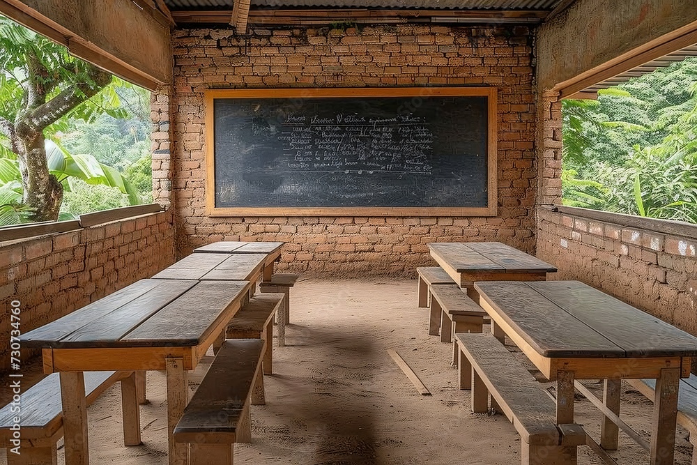 Naklejka premium Chalkboard Classroom: A Monthly Meeting Space Generative AI