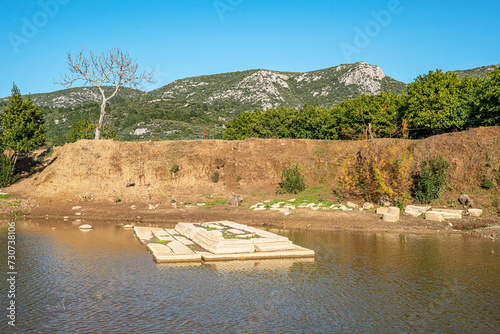 Scenic views of Claros (Klaros, Clarus), which was an ancient Greek sanctuary on the coast of Ionia. It contained a temple and oracle of Apollo, honored here as Apollo Clarius, İzmir photo