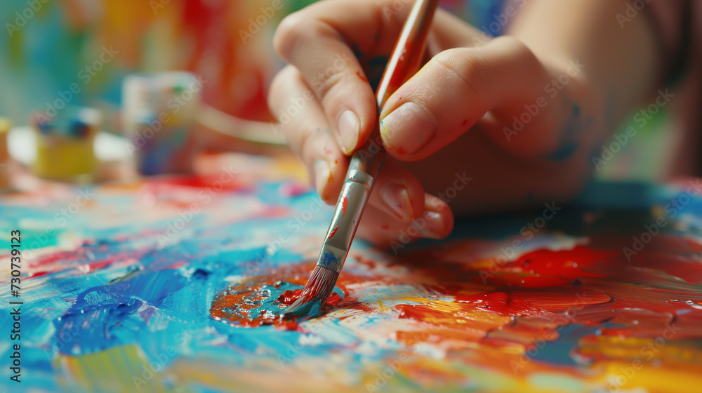 Palette and painting. Palette and painting.