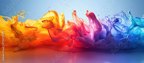 splashes on white background. Orange, glue and purple colors.  photo