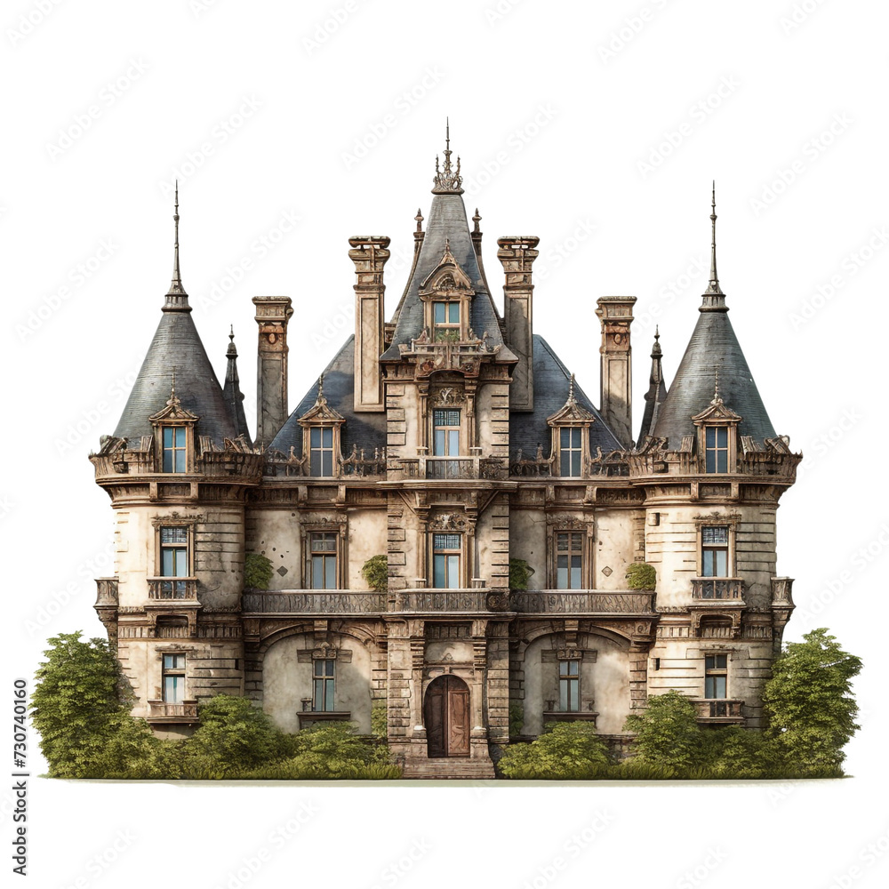 Chateau house isolated on transparent background