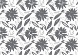 Hand-drawn Daisy flower, seamless pattern.Creative minimalist Abstract art background. Design wall decoration, fabric, postcard, poster,
