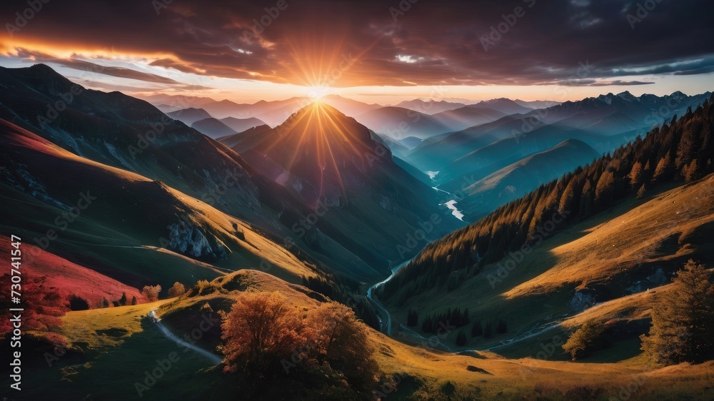 Sunrise in the mountains, Sunrise over the lake, sunset wallpaper, sunset background, The sun is rising and so are the mountains 