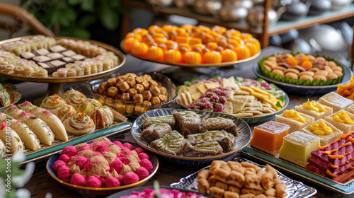 A Colorful Display of Traditional Eid Desserts, Eid Ul Fitr