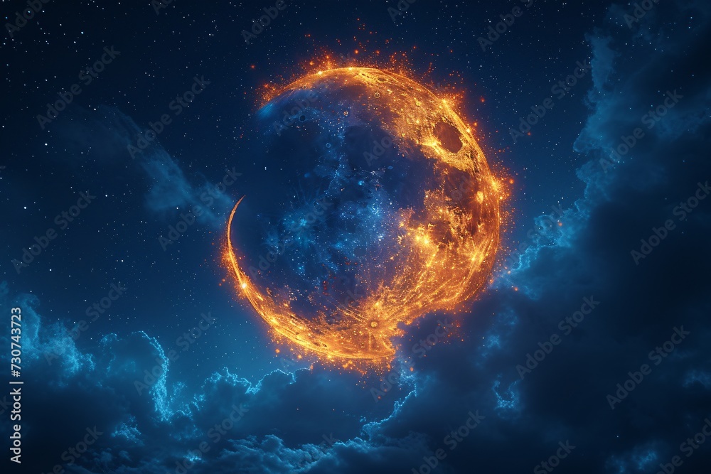 Glowing Moon in a Dark Sky: A Stunning Nighttime Scene Generative AI