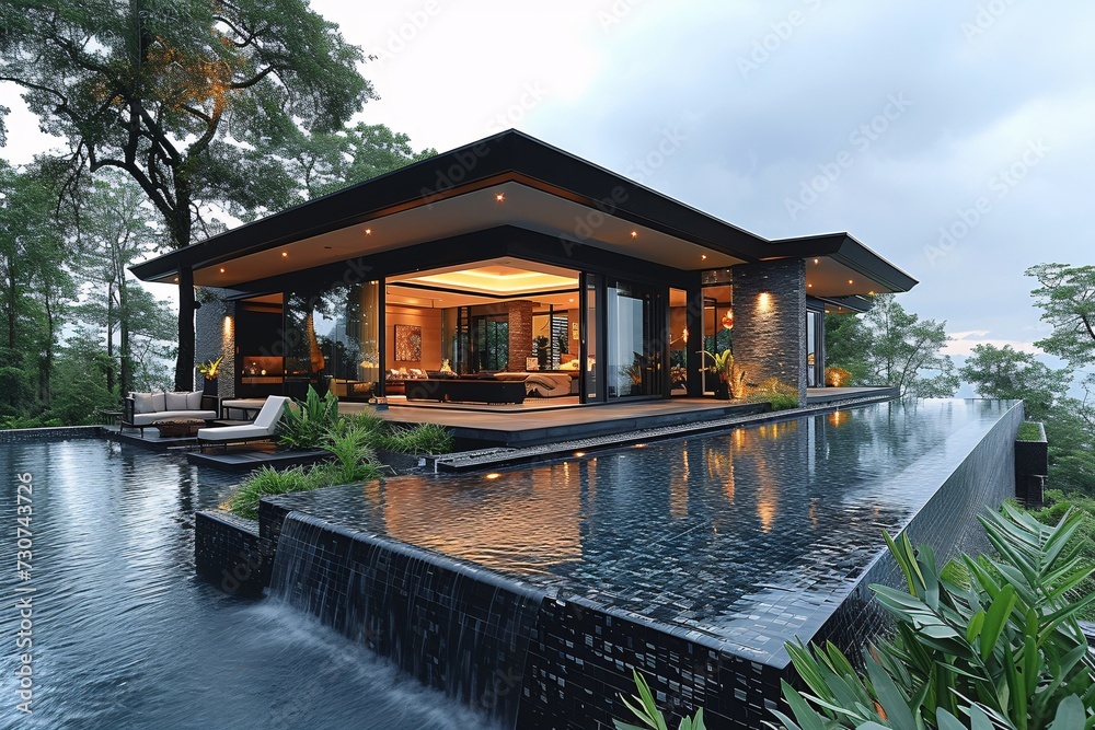 Modern Living: A Contemporary Home with a Swimming Pool and a Stunning View Generative AI Modern Living: A Contemporary Home with a Swimming Pool and a Stunning View Generative AI