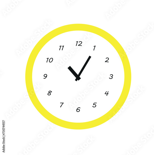 Clock icon in flat style, timer on color background. Vector design element