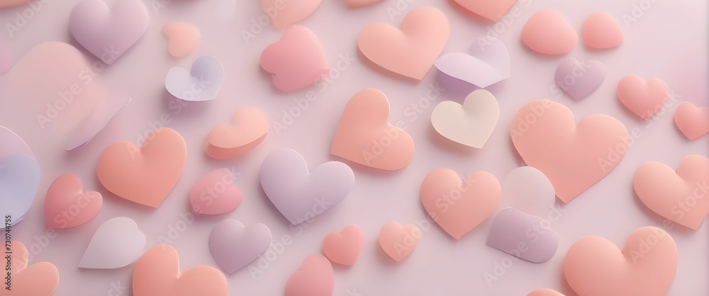Pastel hearts, delicate background for Valentine's Day greeting card and celebration of love Pastel hearts, delicate background for Valentine's Day greeting card and celebration of love