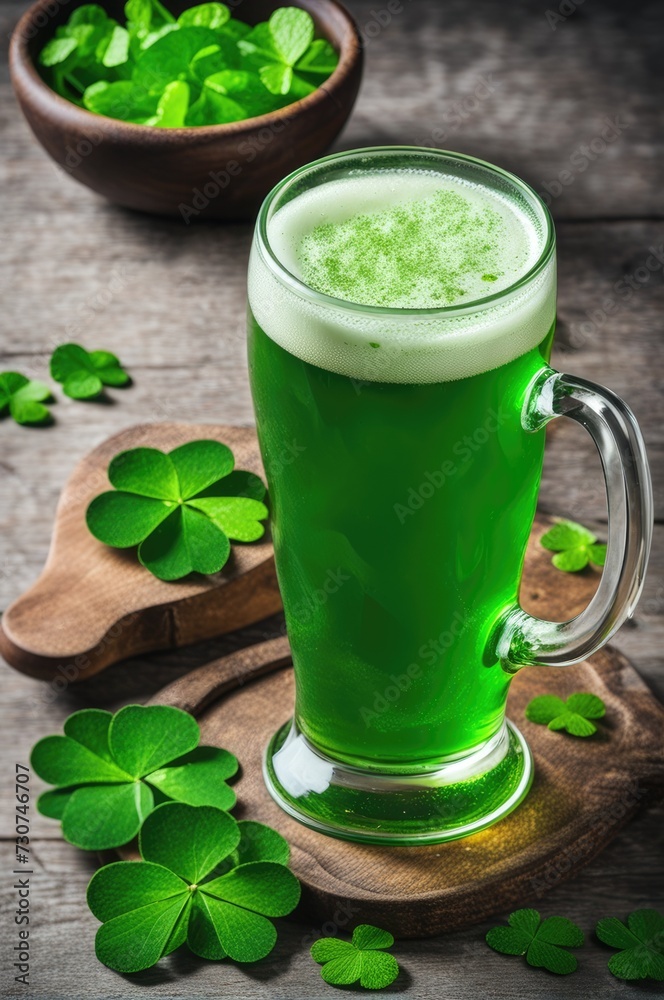 Green Beer with Shamrocks for St. Patrick's Day Green Beer with Shamrocks for St. Patrick's Day