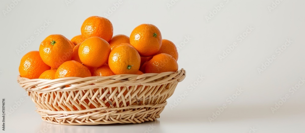 A storage basket contains a variety of oranges, such as Rangpur, Clementine, Valencia, and Tangerine, showcasing natural foods and ingredients. A storage basket contains a variety of oranges, such as Rangpur, Clementine, Valencia, and Tangerine, showcasing natural foods and ingredients.